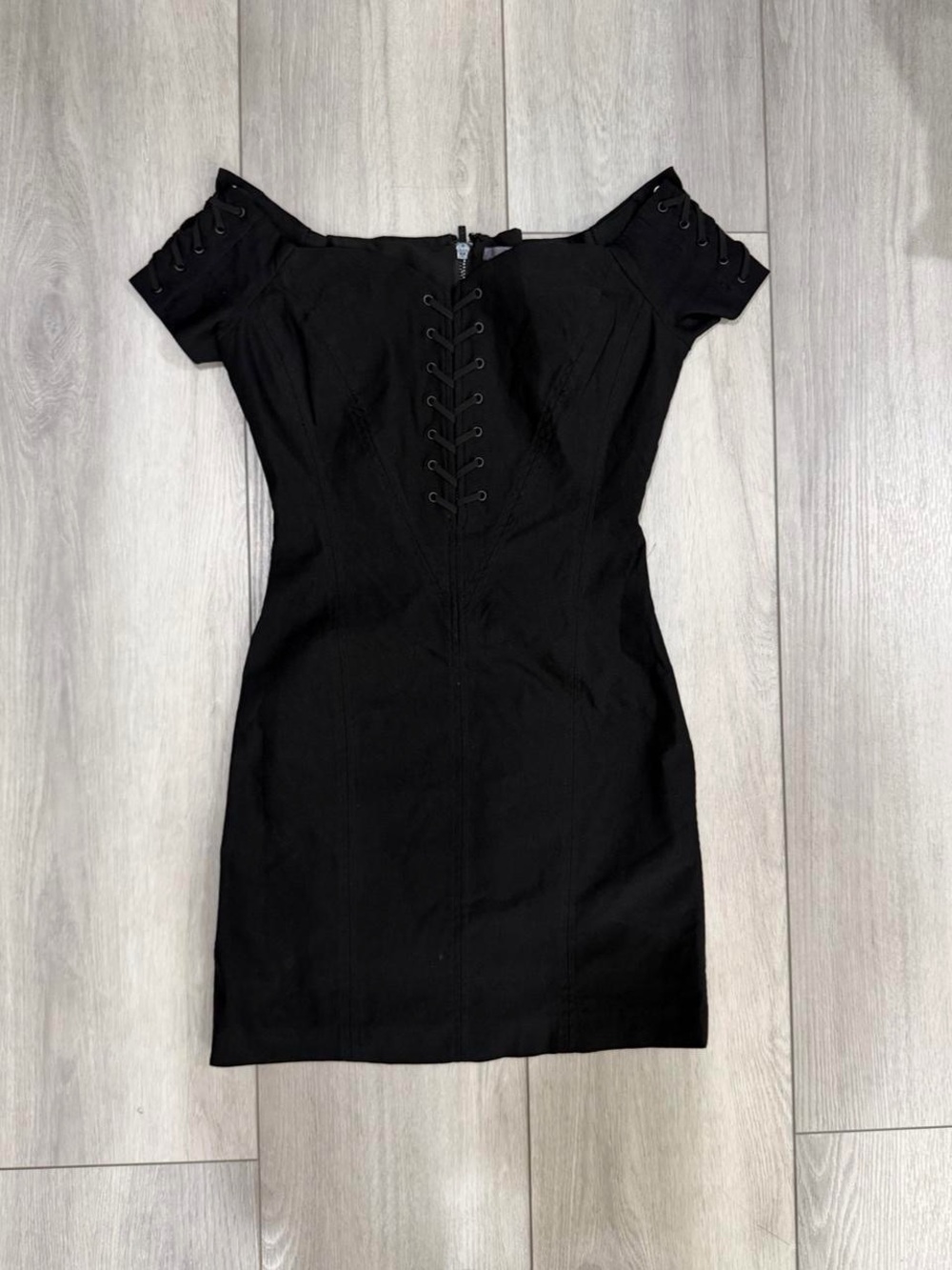 Guess Black Corset Lace-Up Bodycon Mini Dress